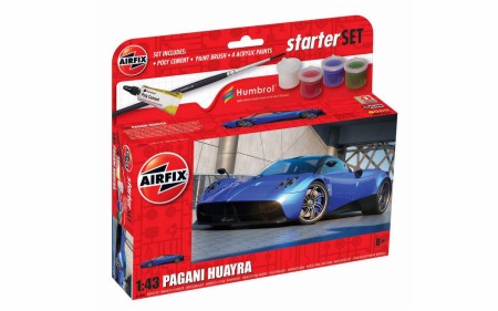 Black Forest® Hobby Supply Co Airfix 55008 1/43 Pagani Huayra Car Small Starter Set w/paint & glue — Military Aircraft Kits