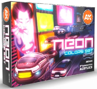 Black Forest® Hobby Supply Co AK Interactive 11610 Neon 3G Acrylic Paint Set (6 Colors) 17ml Bottles — Glues, Paints, Tools