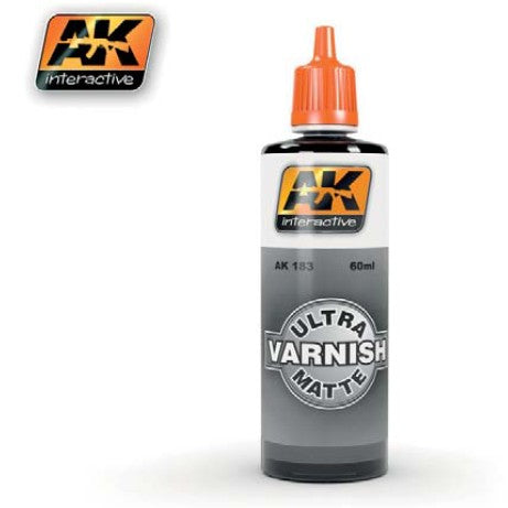 Black Forest® Hobby Supply Co AK Interactive 183 Ultra Matte Acrylic Varnish 60ml Bottle — Glues, Paints, Tools > AK