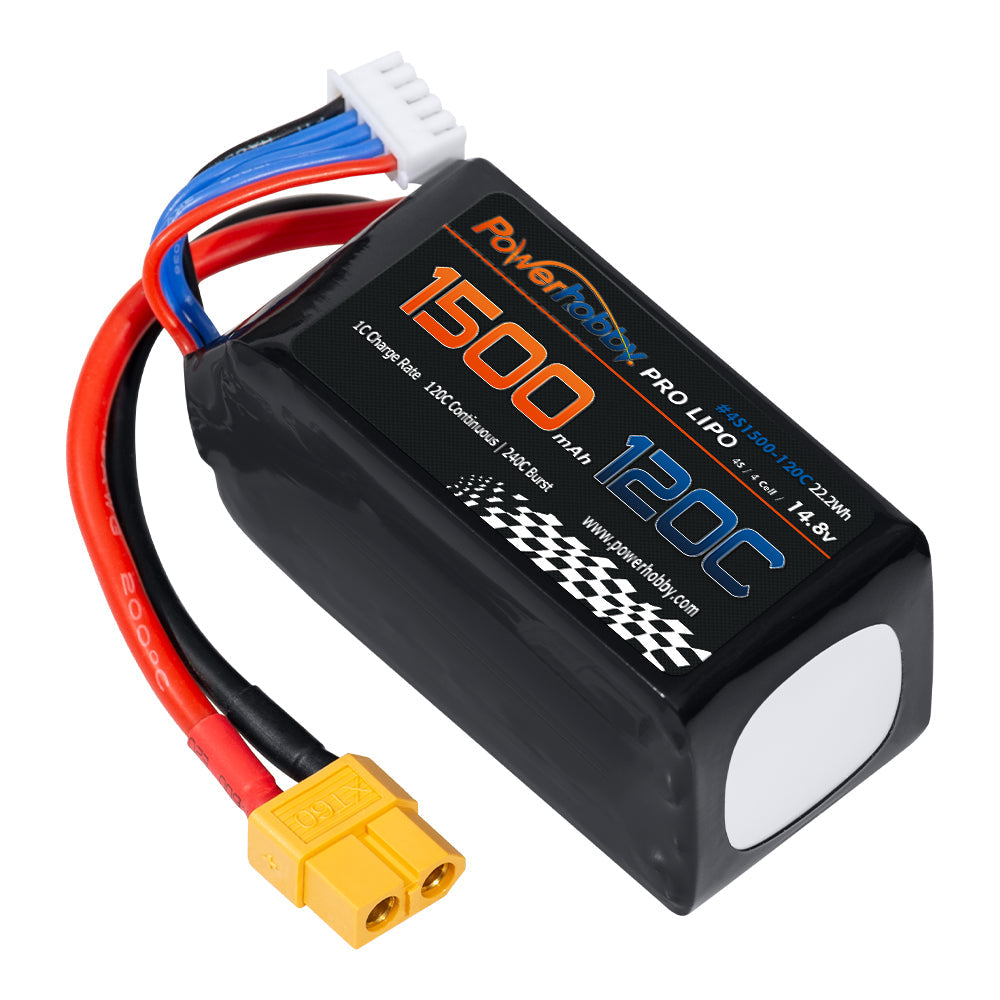 Powerhobby 4S 14.8V 1500mah 120C Lipo Battery w XT60 Plug