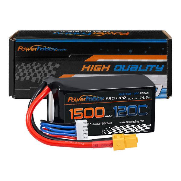 Powerhobby 4S 14.8V 1500mah 120C Lipo Battery w XT60 Plug
