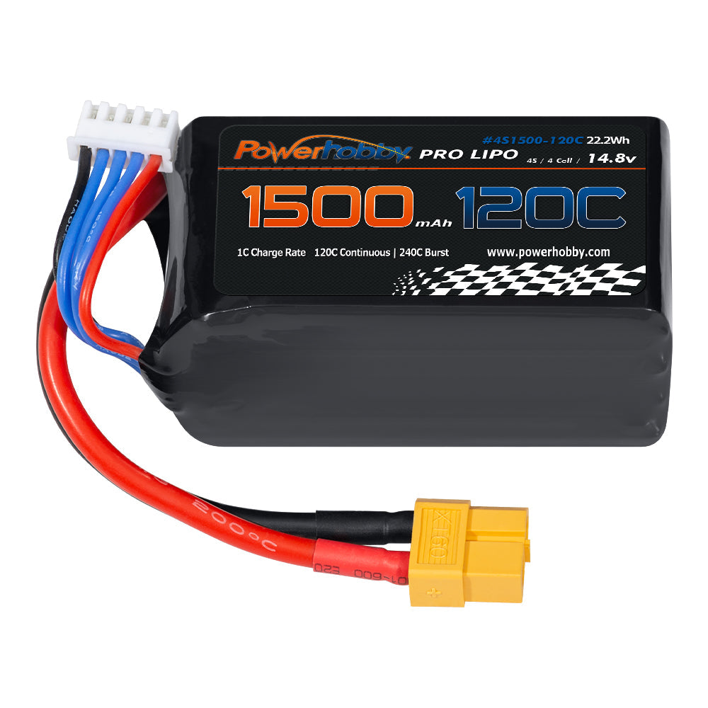 Powerhobby 4S 14.8V 1500mah 120C Lipo Battery w XT60 Plug