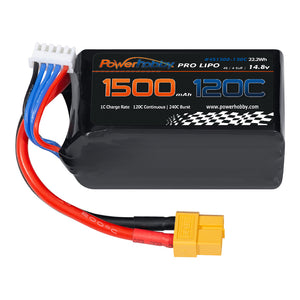 Powerhobby 4S 14.8V 1500mah 120C Lipo Battery w XT60 Plug