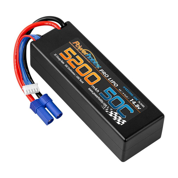 Powerhobby 4s 14.8v 5200mah 50c Lipo Battery w EC5 Plug Hard Case LCG