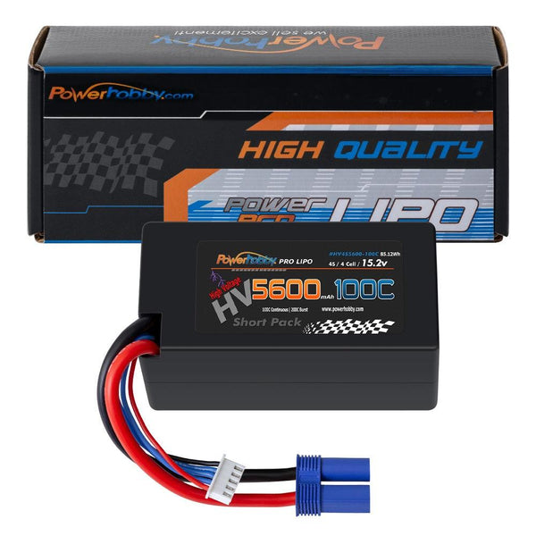 Powerhobby 4s 15.2V 5600MAH 100C HV Lipo Battery EC5 Plug Hard Case SHORT
