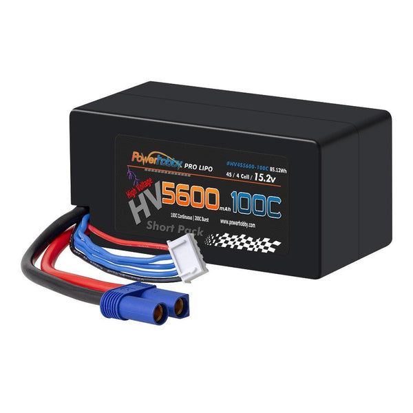 Powerhobby 4s 15.2V 5600MAH 100C HV Lipo Battery EC5 Plug Hard Case SHORT