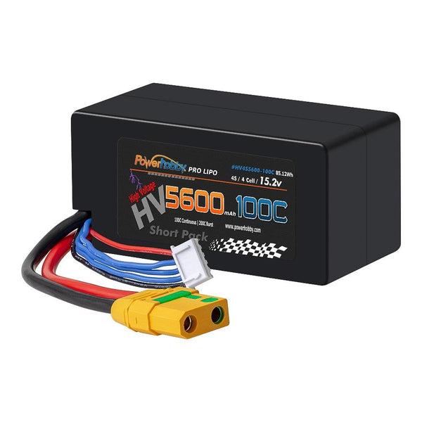 Powerhobby 4s 15.2V 5600MAH 100C HV Lipo Battery XT90 Plug Hard Case SHORT