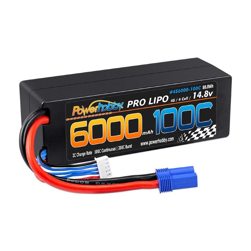 Powerhobby 4s 14.8v 6000mah 100c Lipo Battery w EC5 Hard Case 4-cell