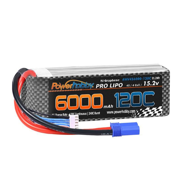 Powerhobby 4s 15.2v 6000MAH 120C Graphene + HV Lipo Battery EC5 Plug Soft Case