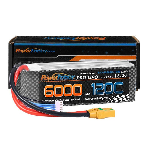 Powerhobby 4s 15.2v 6000MAH 120C Graphene + HV Lipo Battery XT90 Plug Soft Case
