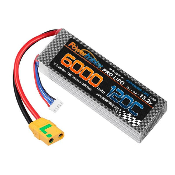 Powerhobby 4s 15.2v 6000MAH 120C Graphene + HV Lipo Battery XT90 Plug Soft Case