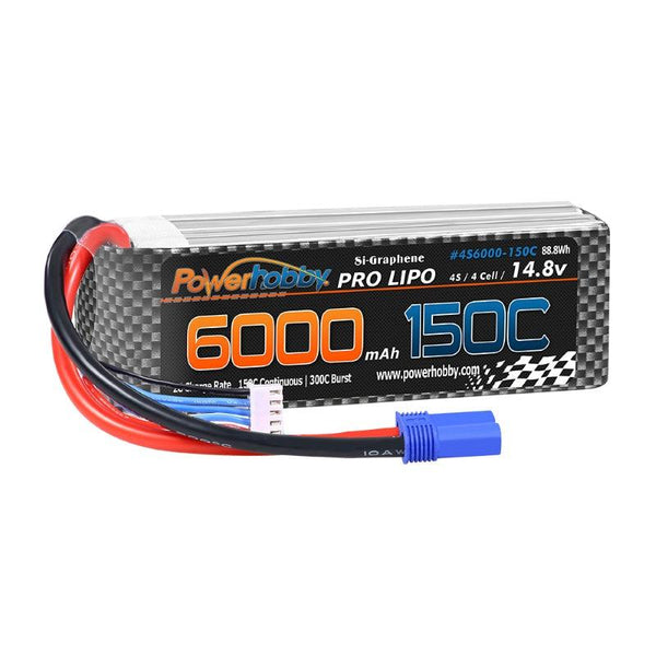 Powerhobby XTREME 4S 14.8V 6000mah 150c-300C Lipo Battery W EC5 Plug 4-Cell