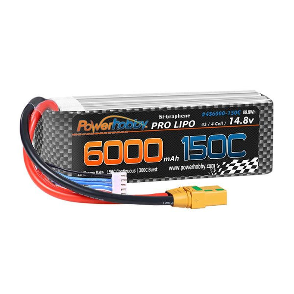 Powerhobby XTREME 4S 14.8V 6000mah 150c-300C Lipo Battery W XT90 4-Cell