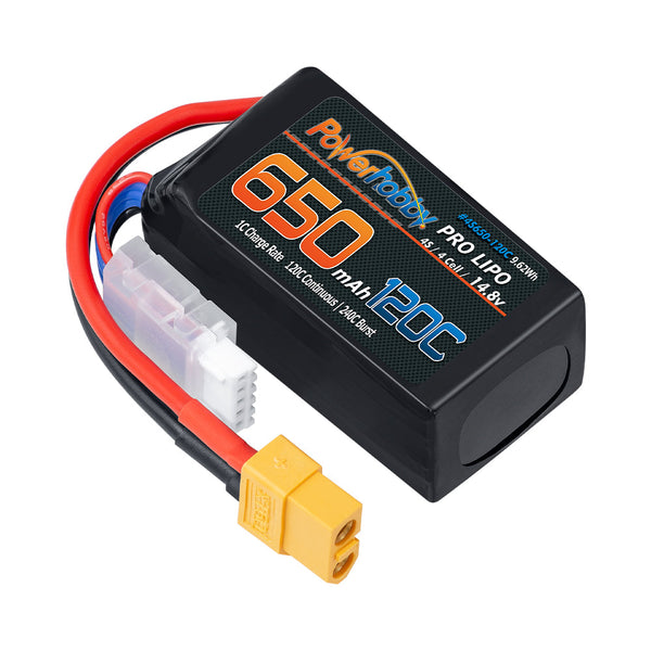 Powerhobby 4S 14.8V 650mAh 120C GRAPHENE Lipo Battery w XT60 Plug
