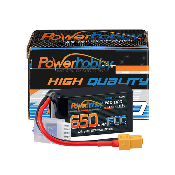 Powerhobby 4S 14.8V 650mAh 120C GRAPHENE Lipo Battery w XT60 Plug