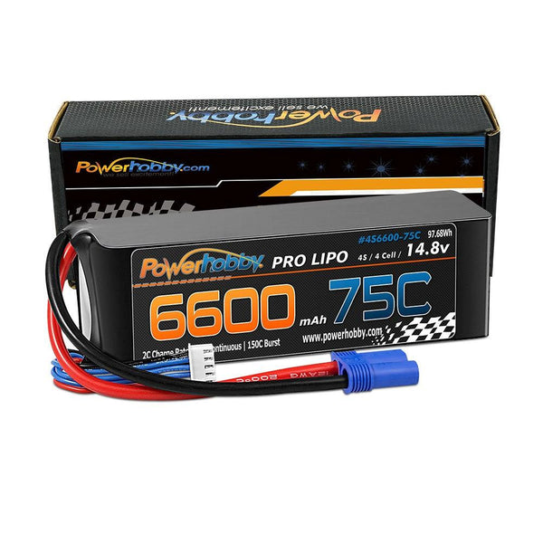 PowerHobby 4S 14.8V 6600mAh 75C-150C Lipo Battery EC5 Plug 4-CELL