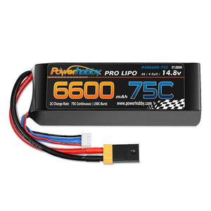 PowerHobby 4S 14.8V 6600mAh 75C-150C Lipo Battery XT60 + Adapter