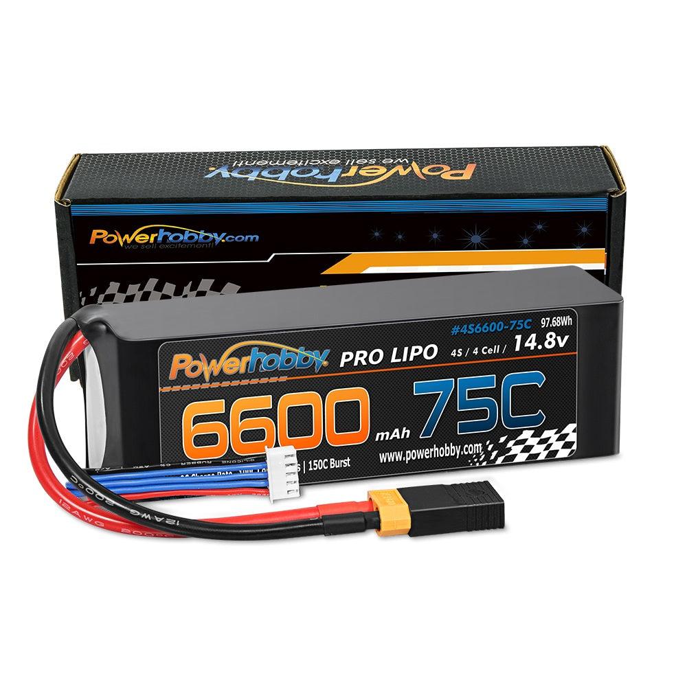 PowerHobby 4S 14.8V 6600mAh 75C-150C Lipo Battery XT60 + Adapter
