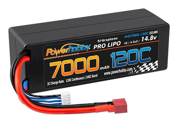Powerhobby 4s 14.8V 7000MAH 120C Graphene Lipo Battery w DEANS Plug Hard Case