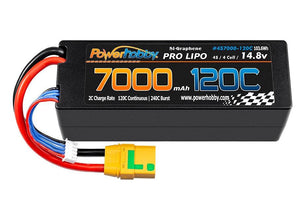 Powerhobby 4s 14.8V 7000MAH 120C Graphene Lipo Battery w XT90 Plug Hard Case