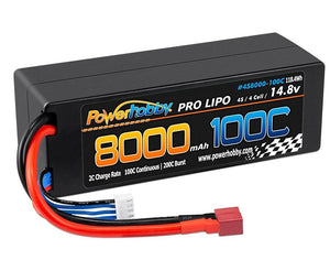 Powerhobby 4s 14.8V 8000MAH 100C Lipo Battery w DEANS Plug Hard Case