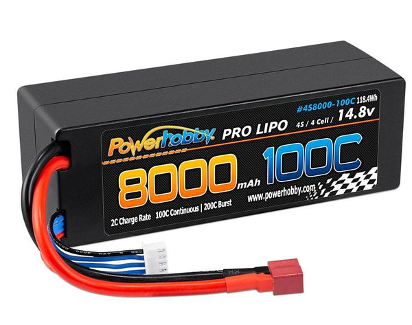 Powerhobby 4s 14.8V 8000MAH 100C Lipo Battery w DEANS Plug Hard Case