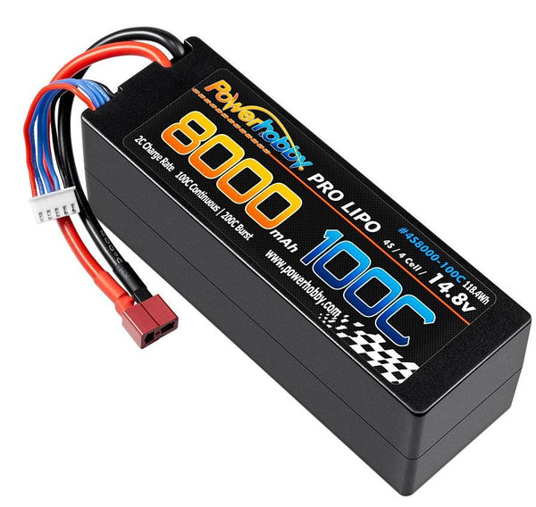 Powerhobby 4s 14.8V 8000MAH 100C Lipo Battery w DEANS Plug Hard Case