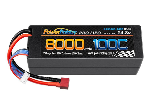Powerhobby 4s 14.8V 8000MAH 100C Lipo Battery w DEANS Plug Hard Case