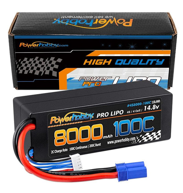 Powerhobby 4s 14.8V 8000MAH 100C Lipo Battery w EC5 Plug Hard Case