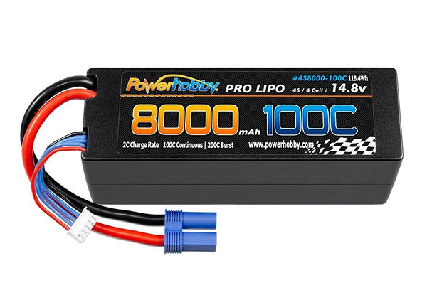 Powerhobby 4s 14.8V 8000MAH 100C Lipo Battery w EC5 Plug Hard Case