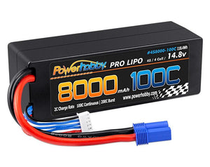Powerhobby 4s 14.8V 8000MAH 100C Lipo Battery w EC5 Plug Hard Case