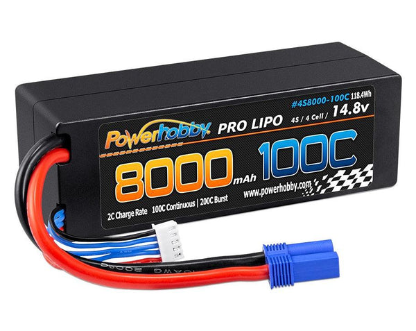 Powerhobby 4s 14.8V 8000MAH 100C Lipo Battery w EC5 Plug Hard Case