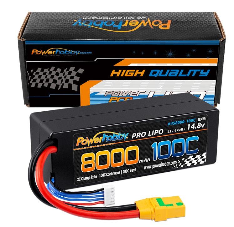 Powerhobby 4s 14.8V 8000MAH 100C Lipo Battery w XT90 Plug Hard Case