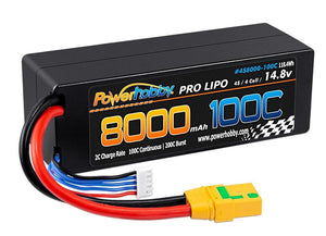 Powerhobby 4s 14.8V 8000MAH 100C Lipo Battery w XT90 Plug Hard Case