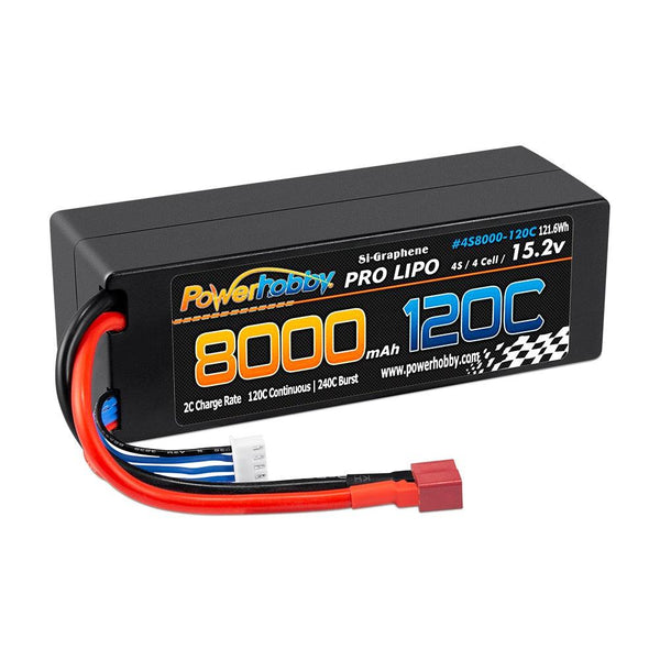 Powerhobby 4s 15.2V 8000MAH 120C HV + GRAPHENE Lipo Battery Deans Plug Hard Case