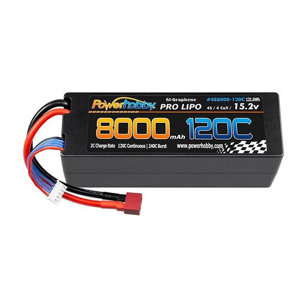 Powerhobby 4s 15.2V 8000MAH 120C HV + GRAPHENE Lipo Battery Deans Plug Hard Case