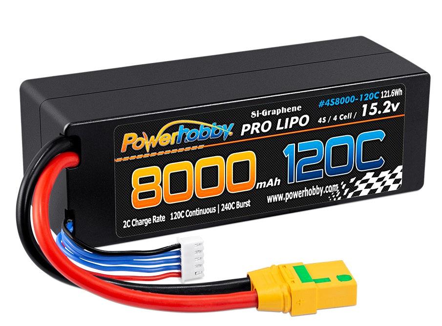 Powerhobby 4s 15.2V 8000MAH 120C HV + GRAPHENE Lipo Battery XT90 Plug Hard Case