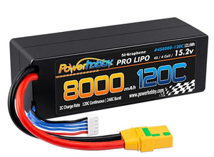Powerhobby 4s 15.2V 8000MAH 120C HV + GRAPHENE Lipo Battery XT90 Plug Hard Case