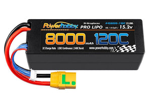 Powerhobby 4s 15.2V 8000MAH 120C HV + GRAPHENE Lipo Battery XT90 Plug Hard Case