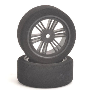 Contact RC J13773 1/10 Foam Front Tires 26mm 37Shore JAP Black Carbon Wheels (2)