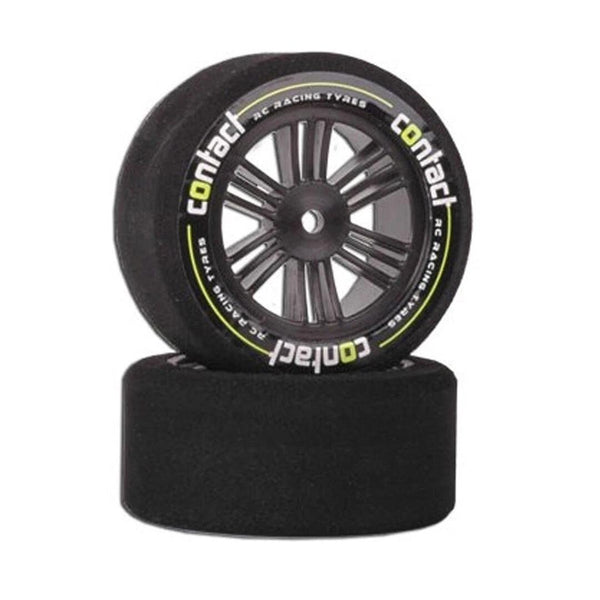Contact RC J13574 1/10 Foam RR Tires 30mm 35Sh JAP BLK Carbon Wheels 2