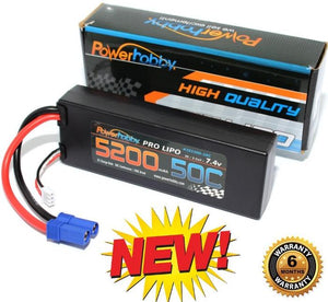 PowerHobby 2S 7.4V 5200mAh 50C Lipo Battery Pack w EC5 Plug Case : Proboat