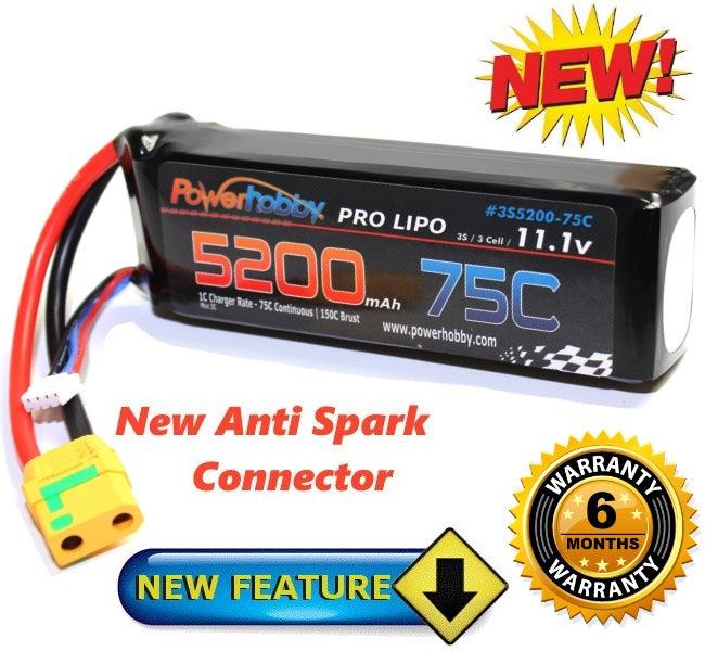 PowerHobby 3S 11.1V 5200mAh 75C Lipo Battery Pack w XT90 Connector / Plug 3-Cell