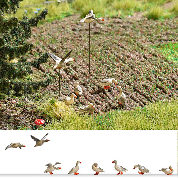 Black Forest® Hobby Supply Co Busch 1196 HO Scale Wild Geese -- pkg(8) — HO Scale Scenery > Busch