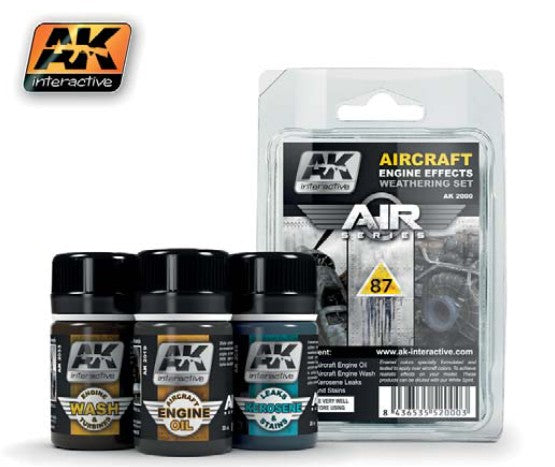 Black Forest® Hobby Supply Co AK Interactive 2000 Air Series: Aircraft Engine Effects Weathering Enamel Set (3 — Glues,
