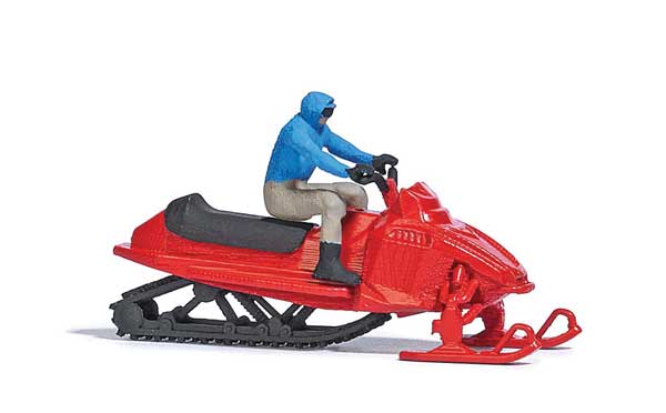 Black Forest® Hobby Supply Co Busch 7818 HO Scale Snowmobile with Figure - Assembled -- Red — HO Scale Scenery > Busch