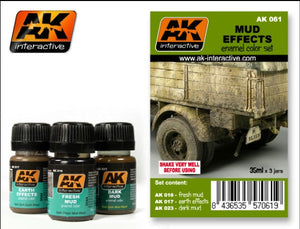 Black Forest® Hobby Supply Co AK Interactive 61 Mud Effects Enamel Paint Set (16, 17, 23) — Glues, Paints, Tools > AK