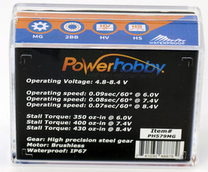 Powerhobby 579MG High Torque High Speed Digital Brushless Servo 0.07/430oz @ 8.4V
