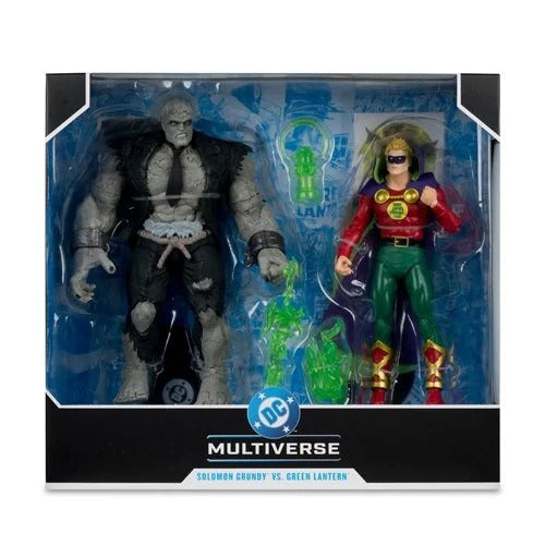 Two action figures in packaging with DC Multiverse branding.