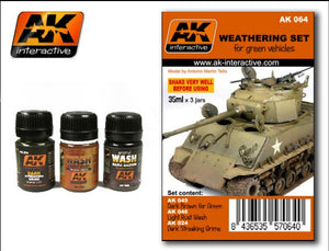 Black Forest® Hobby Supply Co AK Interactive 64 Green Vehicle Washes & Grime Enamel Paint Set (24, 45, 46) — Glues, Paints,